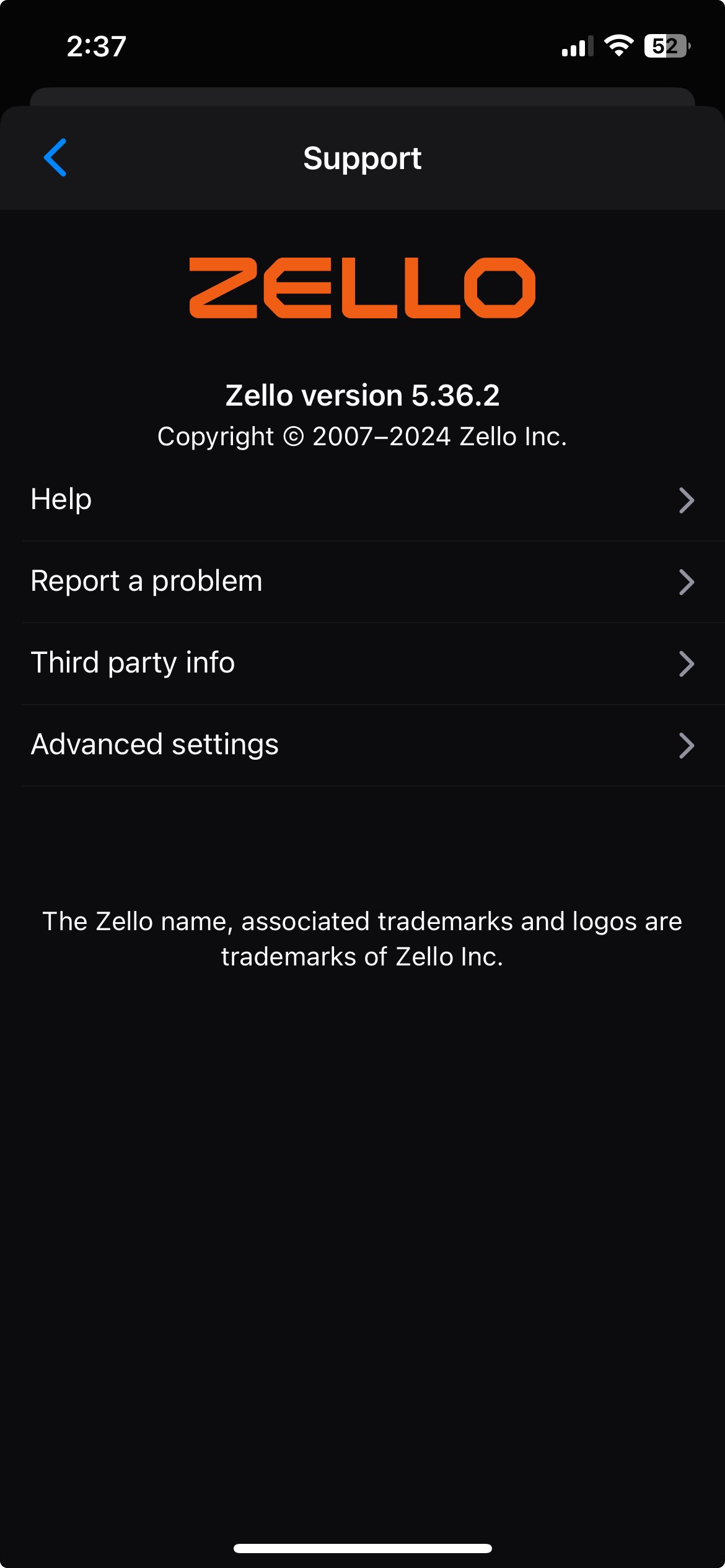 Finding Zello's Version Number